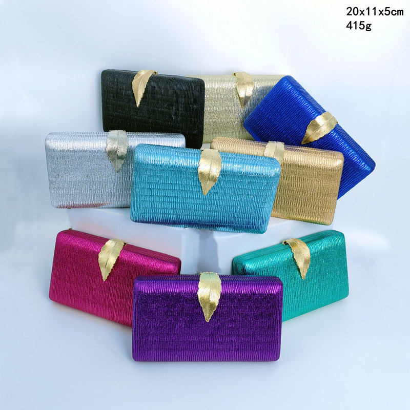 2025 Cross-Border Hot-Selling Leaf Switch Metal Box Evening Bag Fashionable Evening Bag Bridal Bag High-End Clutch Bag