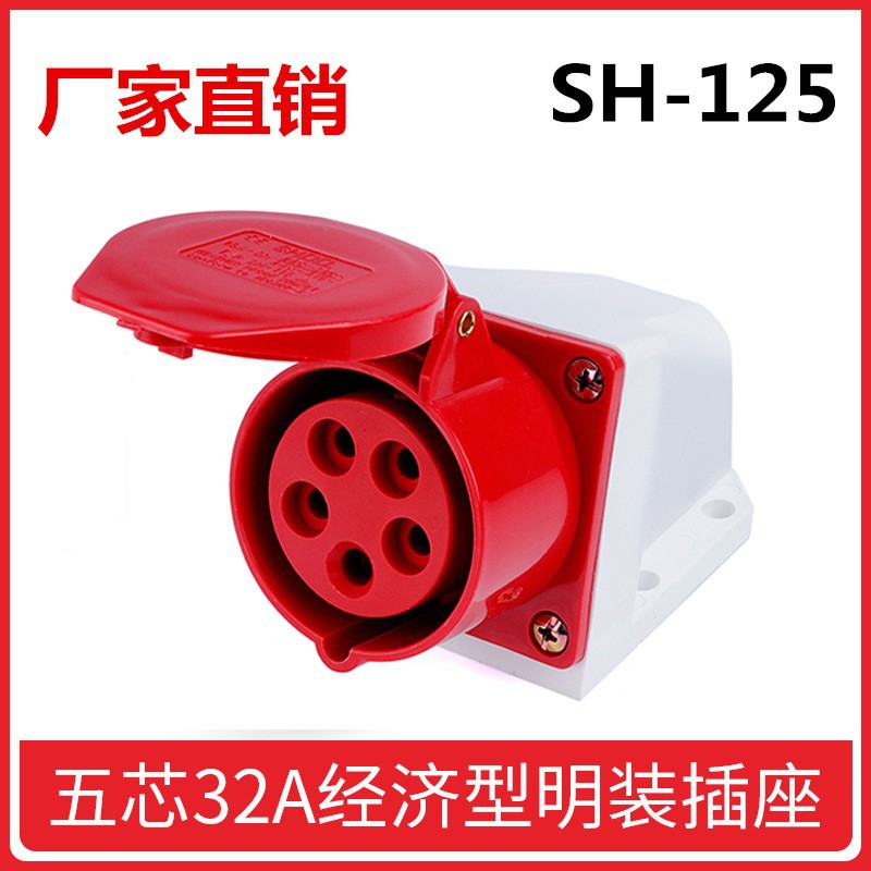厂家供应批发工业防水插座125单相五线防水插座插头32A工业插头5p