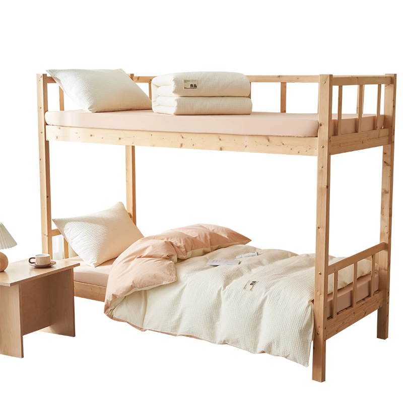 Juego de cama de dormitorio de estudiantes de gofrage de algodón puro de tres piezas 2025 nuevo verano sábana simple ropa de cama