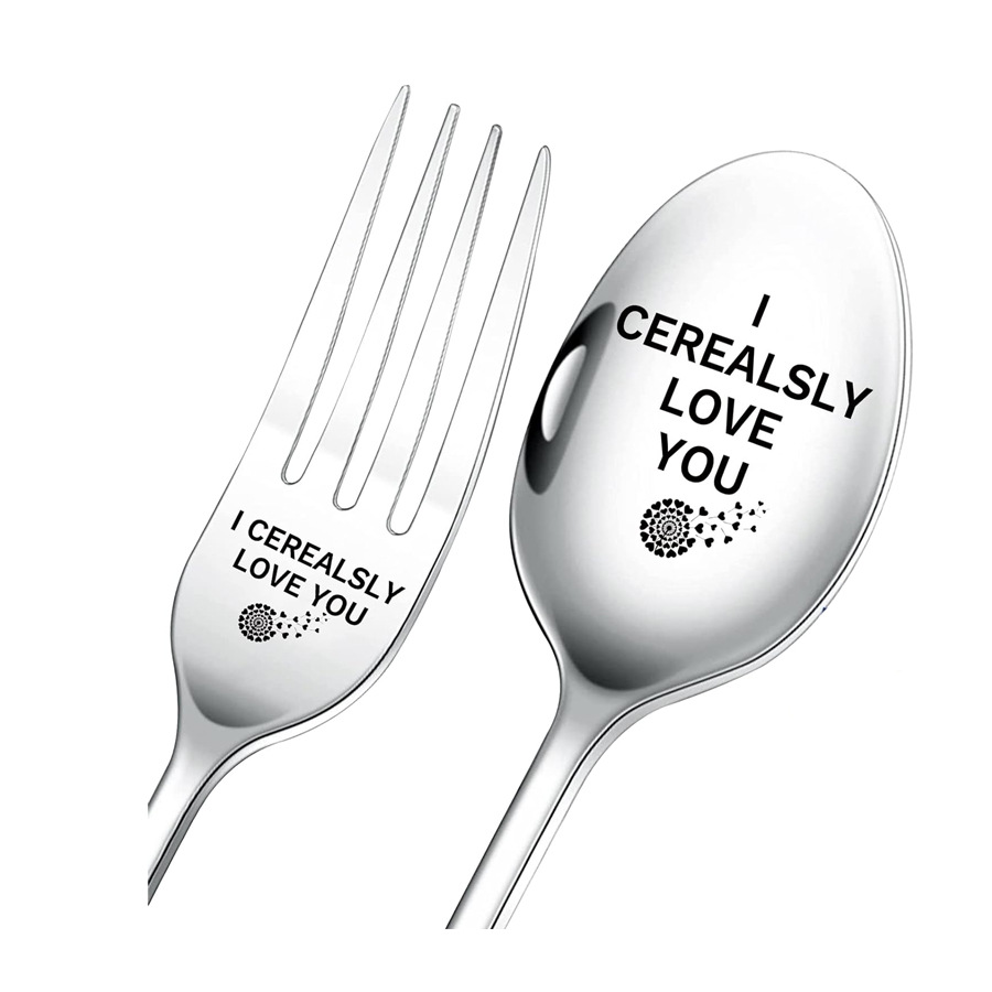 I love you more不锈钢叉勺套餐 情人节日礼物 花生酱冰淇淋勺子