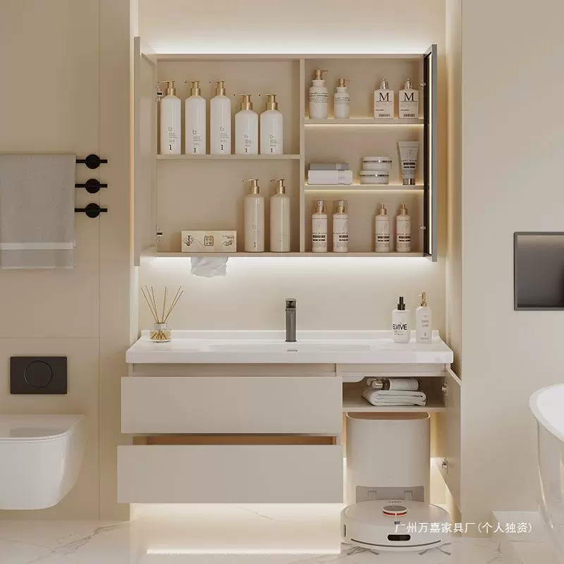 一体陶瓷盆浴室柜69CM79厘米89/99/109/119扫地机器人基站洗漱台