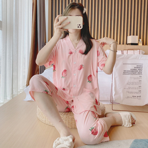 Maternity Sleepwear Short Sleeve Sweet Set Modal Postpartum Wear Summer Maternity Clothing Summer Postpartum Nursing Clothes Wholesale