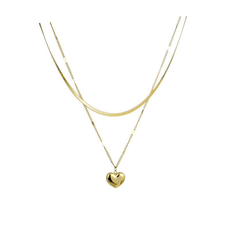 23g Weight Layered Necklaces Classification 1 Piece Quantity Fashion Heart Shape Titanium Steel Plating Layered Necklaces