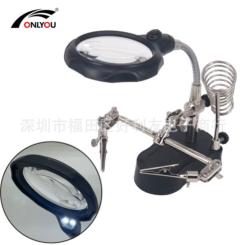 Светодиодная Лупа с зажимом TE-801 ремонтная Лупа с вспомогательным зажимом 16126 ремонтная Лупа с Двойным Зажимом