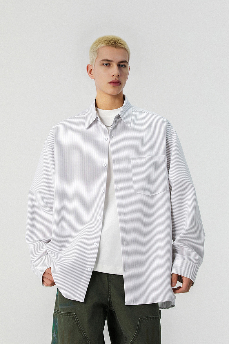 Inflation Color-Block Striped Loose Shirt