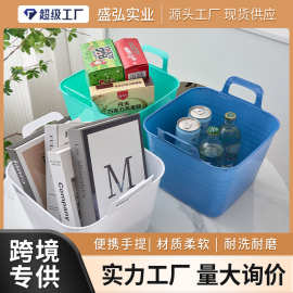跨境收纳筐桌面多色彩大容量客厅卧室书桌玩具收杂物塑料收纳篮子