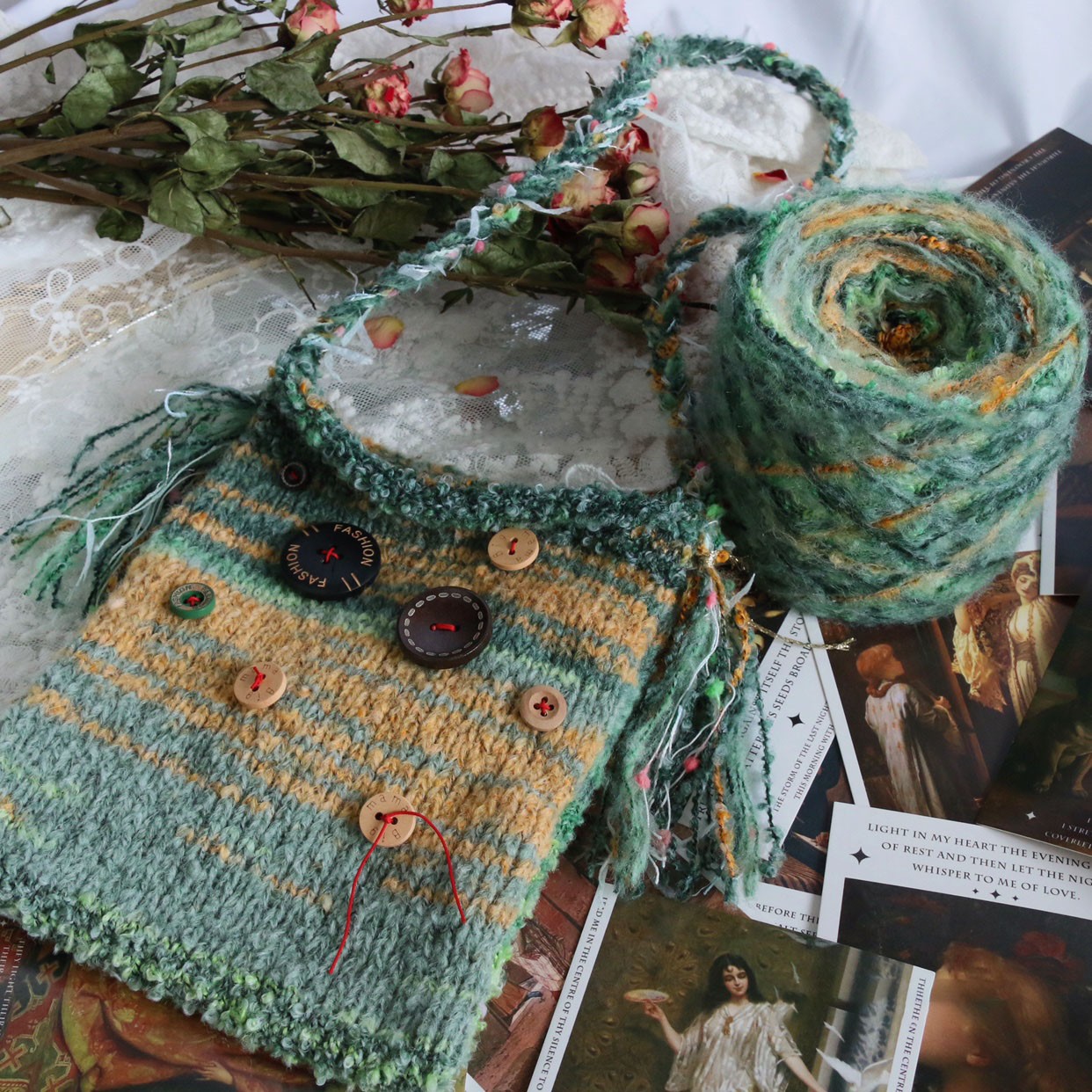 Bufanda de mohair con línea circular teñida de sección irregular de arcoíris, pintura al óleo, material DIY, línea de bufanda, línea elegante, venta al por mayor