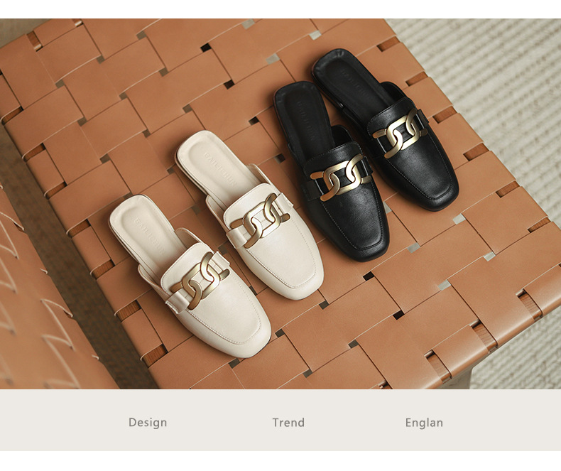 2022 neue Hausschuhe für Damen, Sommer-Oberbekleidung, modische quadratische Zehenpartie, britische Damenschuhe in Übergröße, Sandalen mit klobigem Absatz, Faulenzer, faule Schuhe_voghion.com