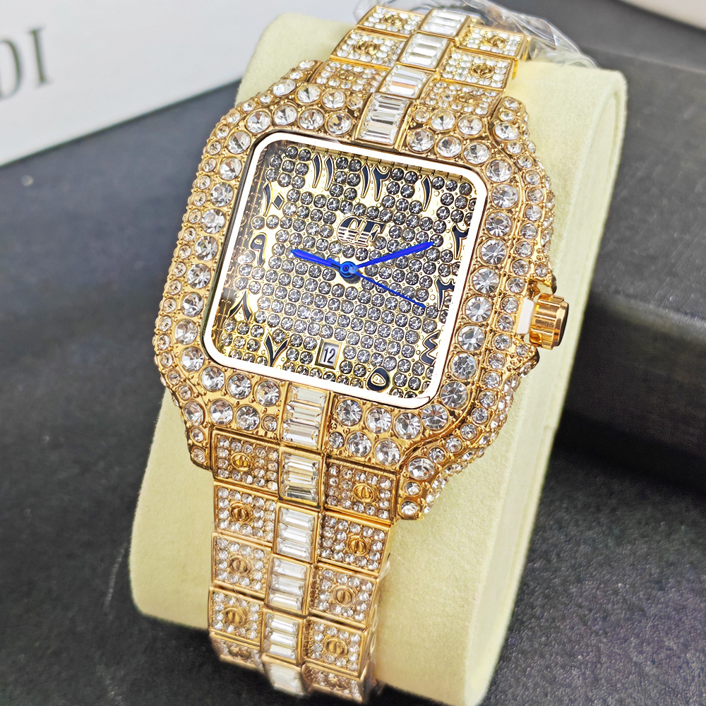 European and American Hip-Hop Style Men's Luxury Diamond Watch Butterfly Buckle Watch Wholesale Diamond Watches Men