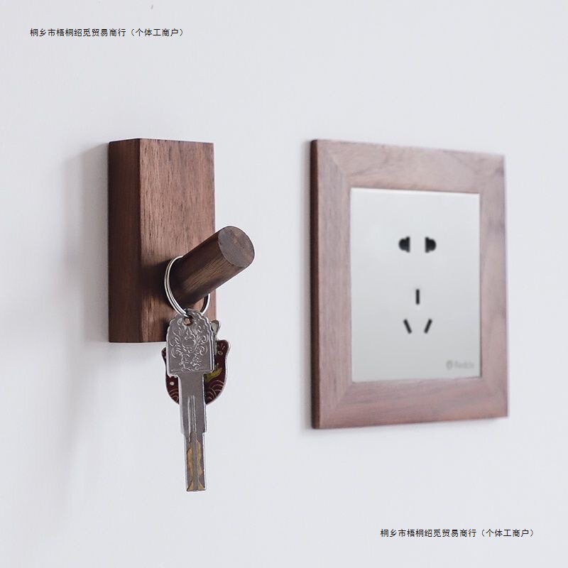 Nordic Solid Wood Hook Multifunctional Modern No-Drill Door-Back Kitchen Strong Adhesive Hook Home Light Luxury Wall-Mounted Hook