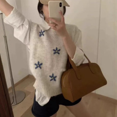 韩系刺绣花朵针织马甲女2025早秋新款软糯宽松显瘦叠穿坎肩上衣潮