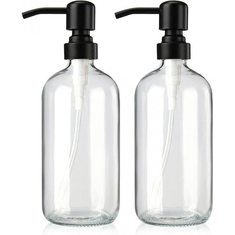 500ml + cabeza negra de acero inoxidable (1); Transparencia; vidrio