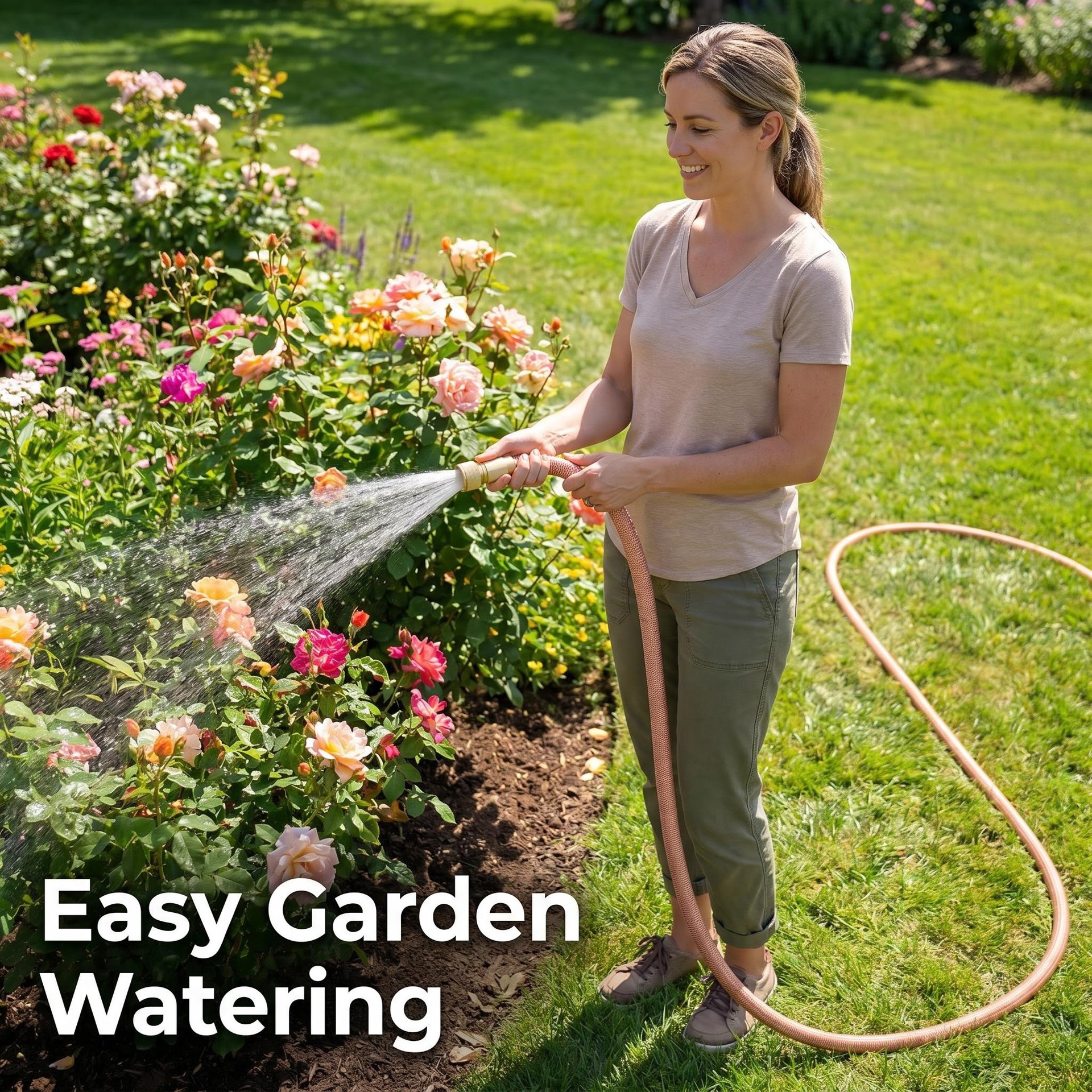 Car Wash Hose, Garden Watering Hose, Three-Fold Telescopic High-Pressure Car Wash Hose, Rose Gold