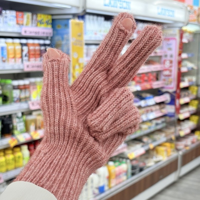純色の手袋の冬の女性のタイプは携帯電話のタッチパネルの毛糸のメリヤスを指します。|undefined