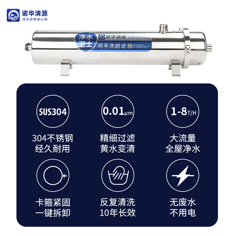 Acero inoxidable gran flujo abrazadera superfiltro toda casa purificador de agua pozo Rural Agua amarillo barro filtro de agua mano lavable película