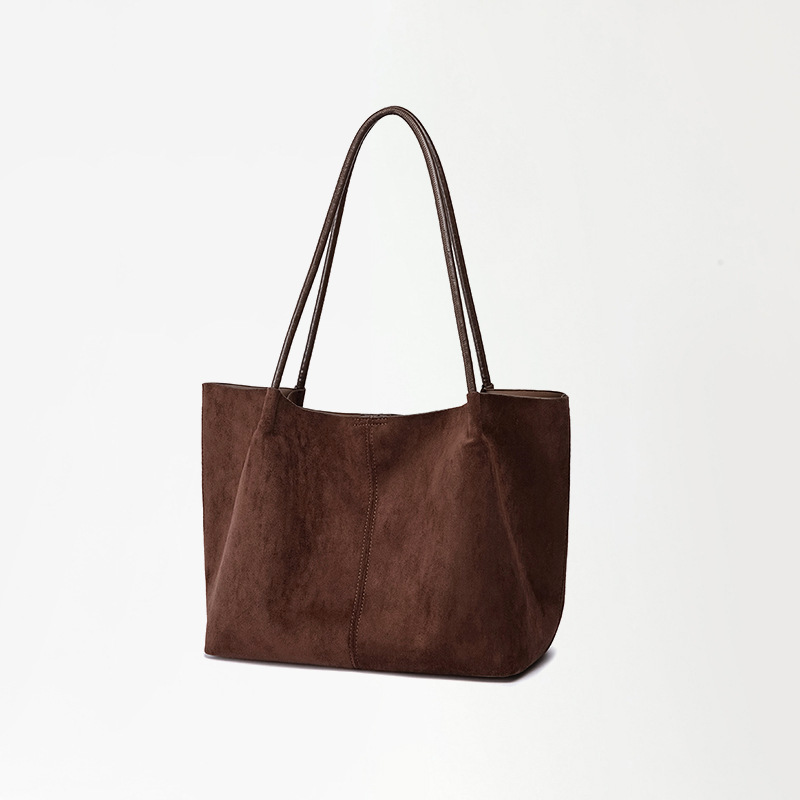 Cross-Border New Retro Suede Shoulder Bag For Women, High-End Large Capacity Tote Bag For Work And Commuting - Thumbnail 4