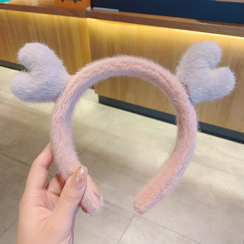 Bandas de pelo de peluche para mujeres lavarse la cara rojo 2021 nuevo estilo para salir simple tocado antideslizante invierno / otoño cabello clip bandas de pelo