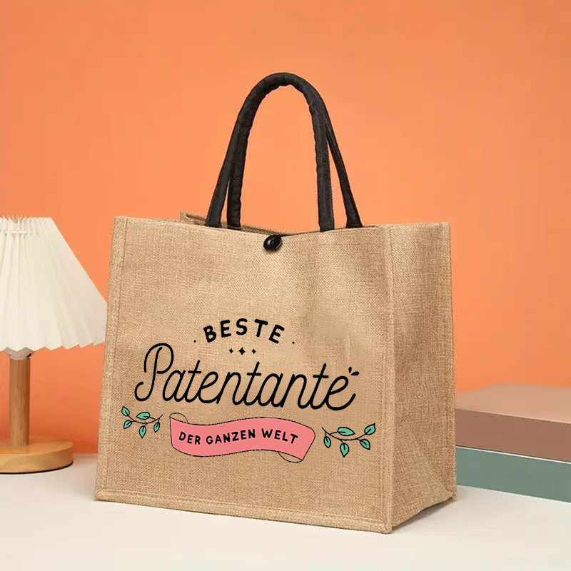 Bolsa de arpillera Spot centro comercial mismo estilo bolso de regalo literario bricolaje lino yute bag cremallera lona bag