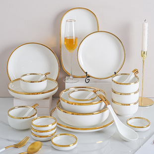 Nordic ins light luxury tableware ceramic bowl dish suit high-looking good-looking dish household steak plate fish plate