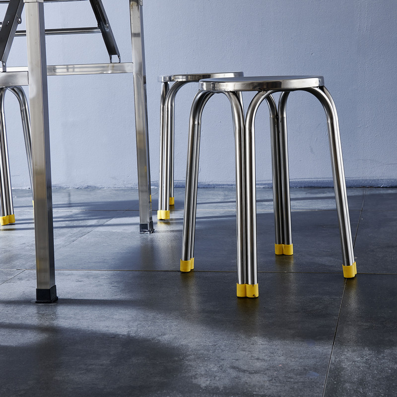 不鏽鋼圓凳子加厚四腳凳家用方凳工廠食堂可收納餐椅高腳凳子批發