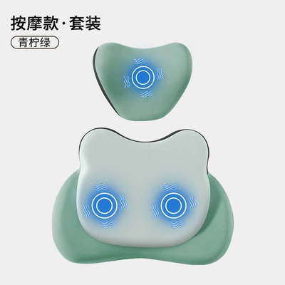 Waist support – Driving Lumbar Support, Headrest - lime-green-upgraded-massage-style-headrest-lumbar-support-set