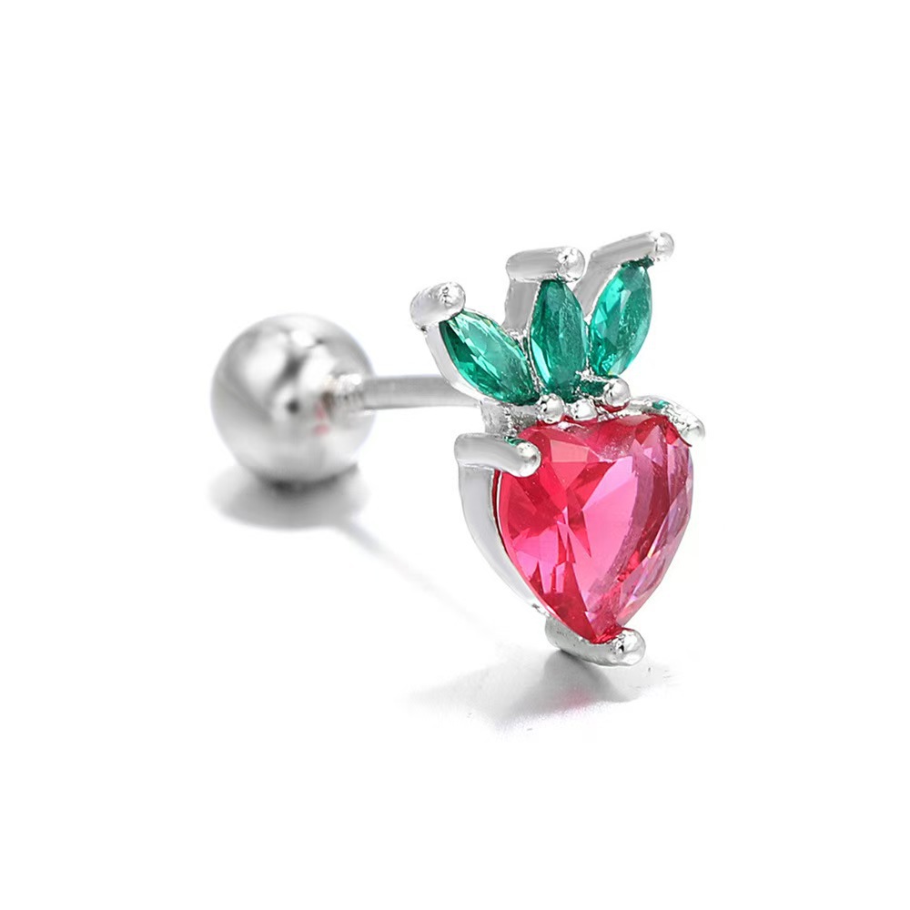 Copper Gold-Plated Ear Bone Nails Fruit Grape Pineapple Watermelon Summer Earrings Piercing Jewelry detail image 11