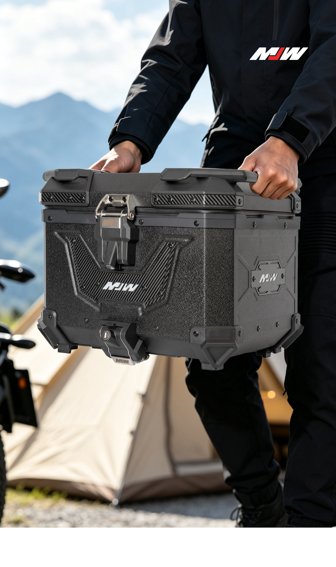 Big Demon Water Pattern Black Water Transfer Printing Hanging Panel Bm Lock 45L55L Quick Release Motorcycle Aluminum Alloy Tail Box Waterproof Box