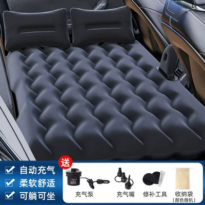 Auto Supplies Foldableing Car Inflatable Bed Pvc Flocked Car Inflatable Mattress Suv Car Travel Inflatable Bed (Vehicle-mounted inflatable bed) - black-split-design-with-headboard-inflatable-bed