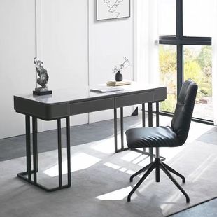 High-end Italian Light Luxury Desk Computer Desk Study Modern Simple Household Rock Board Saddle Leather Designer Desk