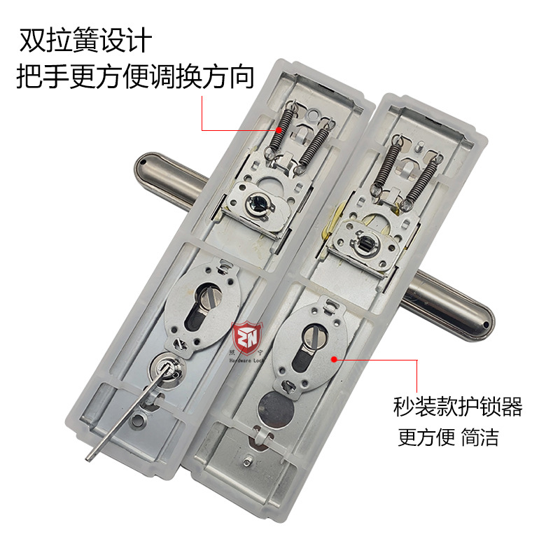 Venta al por mayor de ingeniería cerradura de puerta grande manija espejo Acero inoxidable antirrobo puerta cerradura manija sólida simple y doble activo ajustable