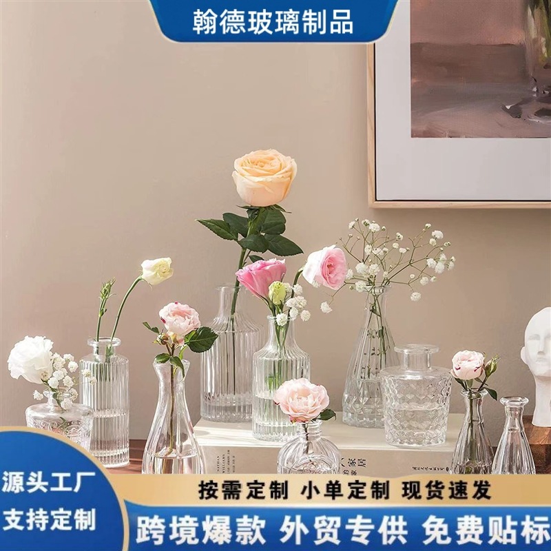 Amazon explotó un conjunto simple de flores de flores de alto nivel, ornamentos de flores de vidrio de lujo ligero