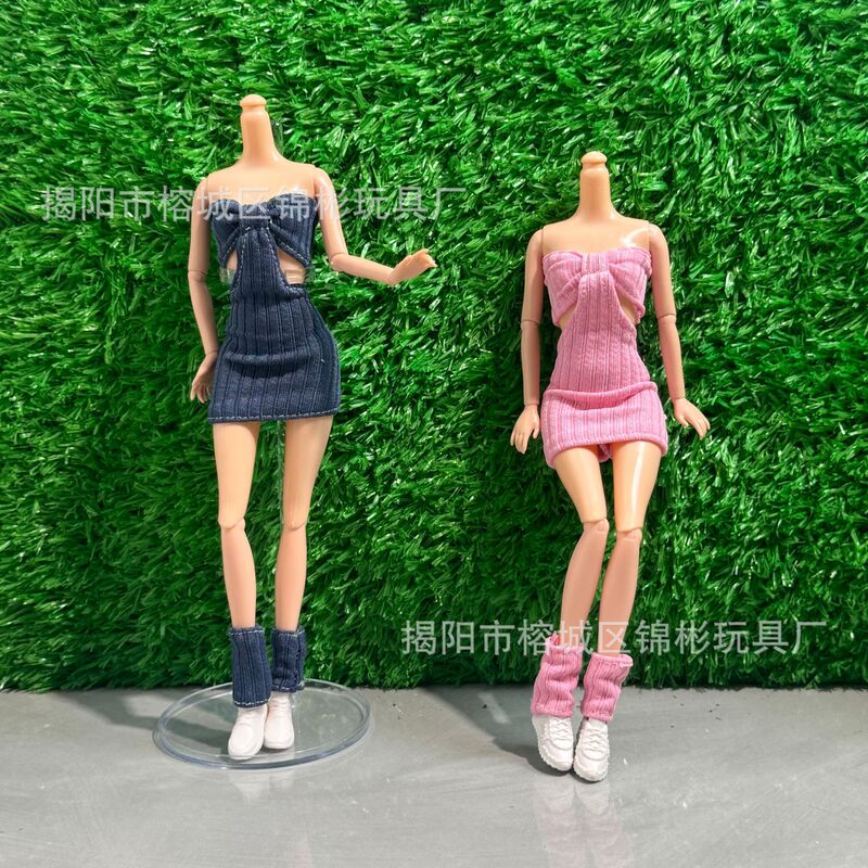 Cross-Border New Barbie Doll Waist-Revealing Tube Top Dress Pile Socks Suit Fashion Dress-Up Pure Desire Suit Wholesale Cross-Border New Barbie Doll Waist-Revealing Tube Top Dress Pile Socks Suit Fashion Dress-Up Pure Desire Suit Wholesale