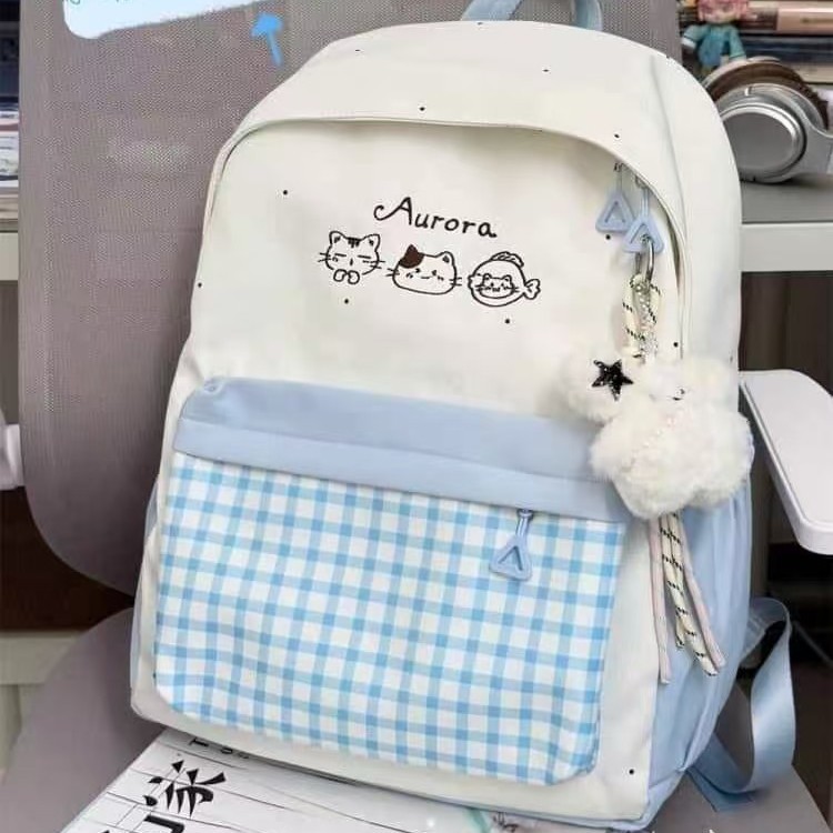 Cute College Schoolbag Female Japanese Style Ins Plaid Girl Small Fresh Junior High School Student Backpack Primary and Secondary School Student Backpack