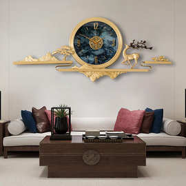 新中式黄铜挂钟客厅挂表家用大气装饰壁钟中国风钟表艺术轻奢时钟