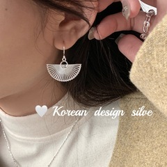 韓國個性冷淡風設計耳飾品 S925純銀大扇形耳釘百搭高級感ins風女