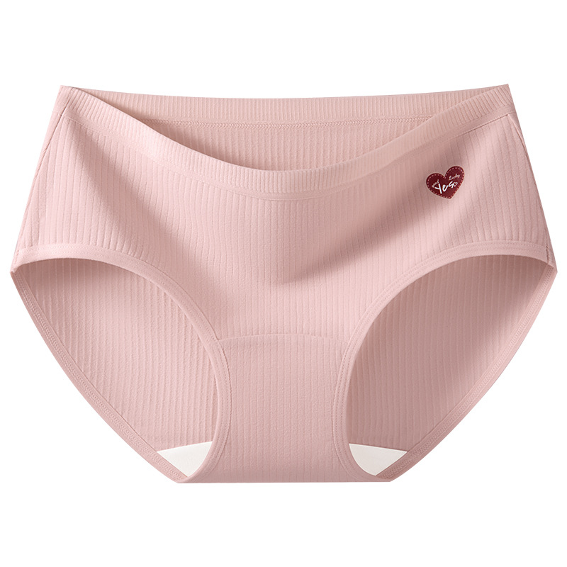 Bragas de amor de algodón con entrepierna larga, entrepierna de algodón de cintura media linda, entrepierna antibacteriana, bragas de algodón cómodas, calzoncillos de mujer