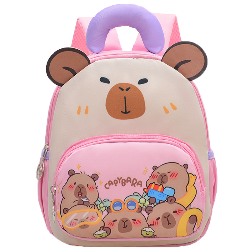 Mochila infantil Capibara, mochila infantil de dibujos animados, 3 años de edad, 5 años de edad, lindas niñas, mochila de jardín de infantes, luz