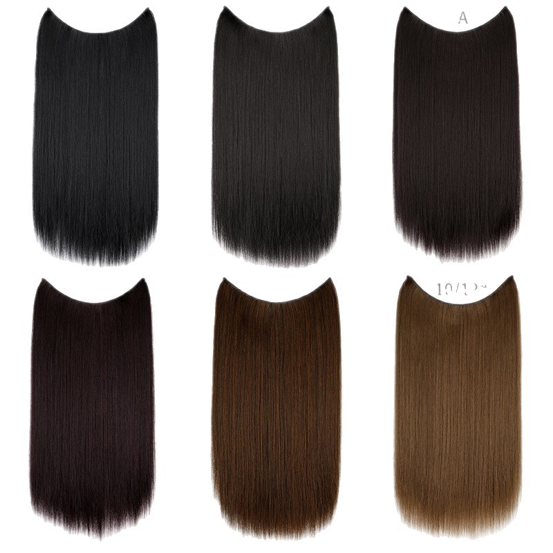 Nuevas pelucas de fibra de pescado cortina de cabello pelucas largo cabello recto sin marcas extensiones de cabello 26 pulgadas comercio exterior