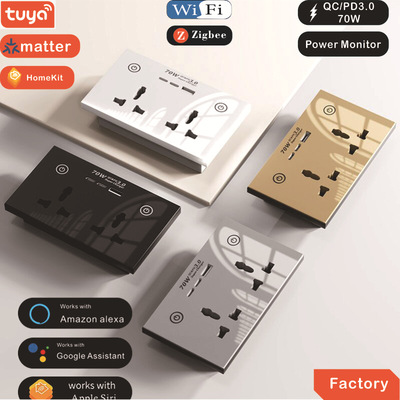 Умная розетка Wi-Fi Zigbee Розетки Монитор мощности 70 Вт QC/PD3.0