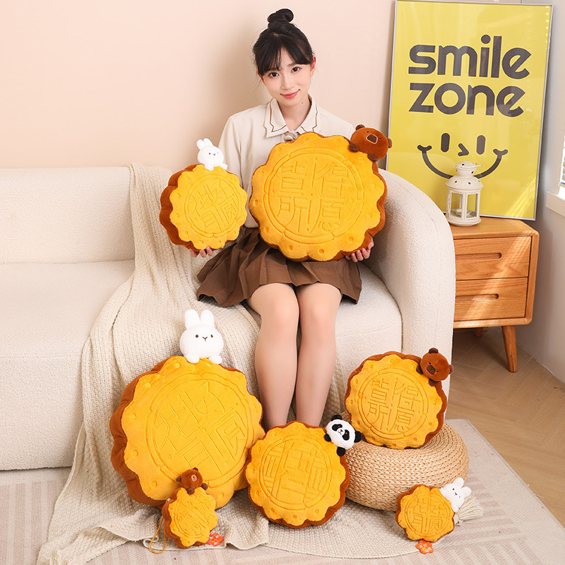 Simulación de pastel de luna almohada lindo conejo muñeca capibara pequeño colgante juguete de peluche muñeca regalo del Festival del Medio Otoño