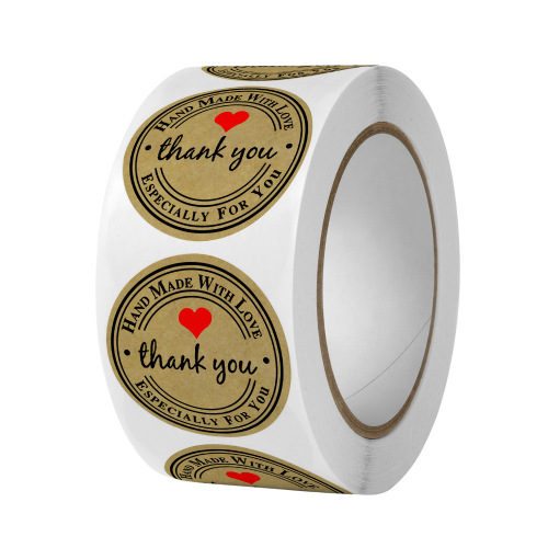 Thank You Kraft Paper Round Sticker Thank You Roll Sticker Love Envelope Wedding Decoration