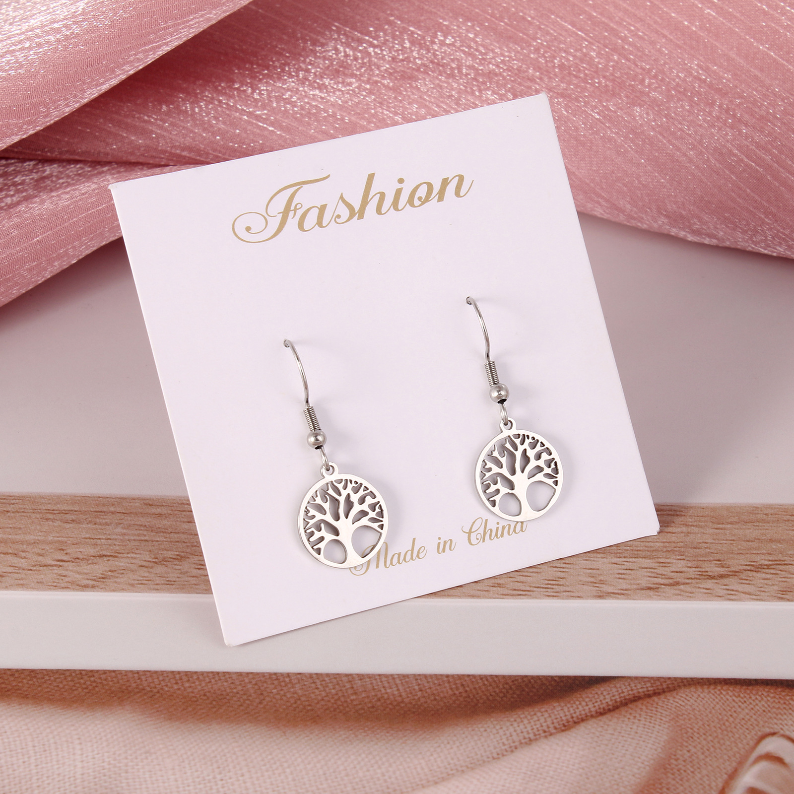 Fashion Portrait Stainless Steel Polishing Drop Earrings 1 Pair