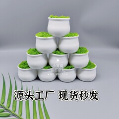小さな植木鉢のミニ装飾品は、鉢植えの車載転倒防止プラスチックの白い鉤織花熱を編んで代々髪している
