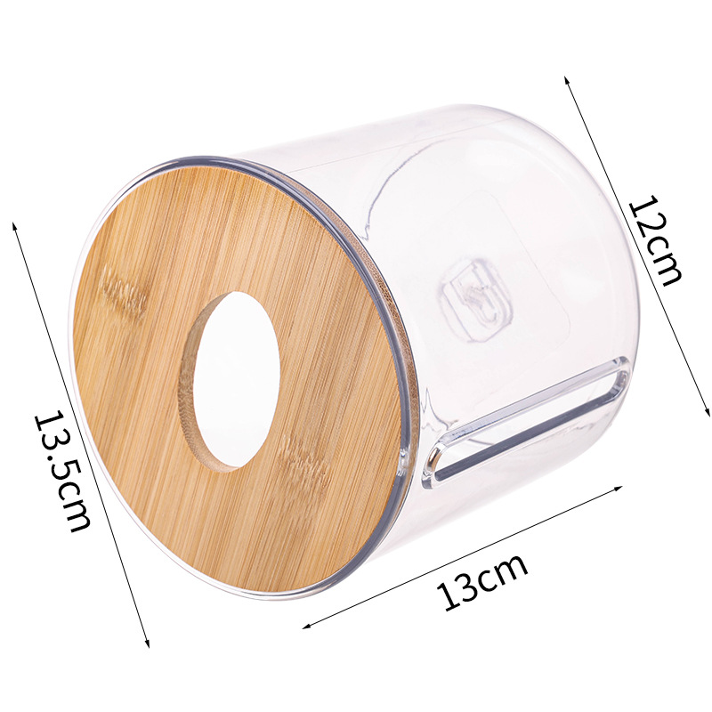 Creativo redondo de plástico caja de almacenamiento de tejido caja de tejido doméstico cubierta de bambú Hotel montado en la pared titular de tejido higiénico