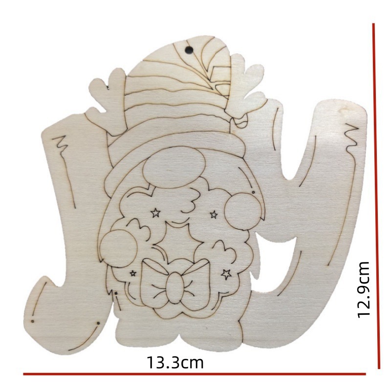 木质未完空白圣诞小矮人挂件挂牌 DIY儿童绘画假日家居装饰用品|undefined
