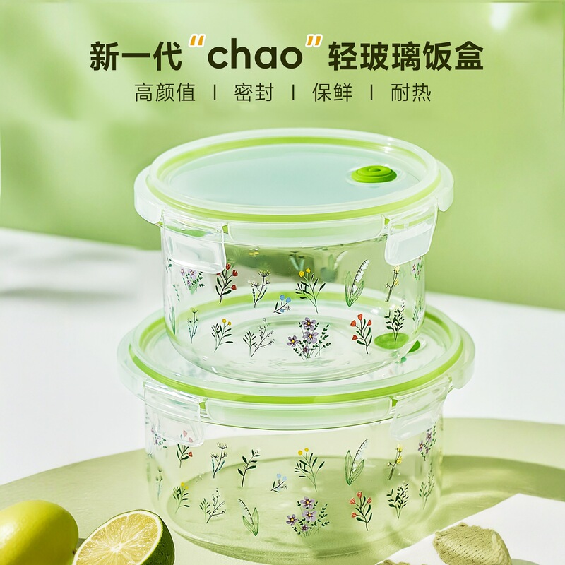 2025 New Style Female High-Looking Microwaveable Lunch Box Sealed Box Ultra-Light Glass Lunch Box for Office Workers