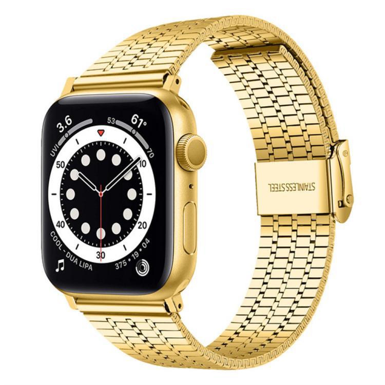 Aplicable para Apple Watch 38 - 49mm siete perlas de hebilla correa de acero inoxidable metal finamente trenzado enlaces de cadena