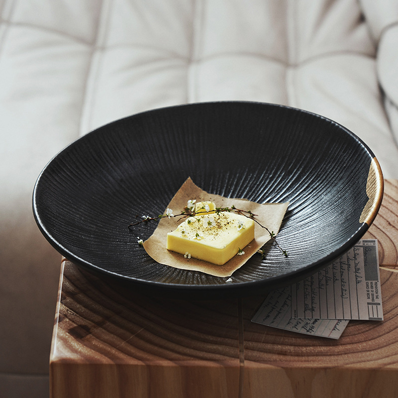 Plato en relieve de jade de tinta de Wujin, estilo nórdico, cerámica creativa, plato casero de Phnom Penh, plato de verduras, plato de desayuno, plato de fiador de carne