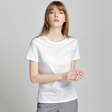 白色丝光棉高档t恤女圆领夏季2025新款V领纯棉短袖宽松打底衫上衣