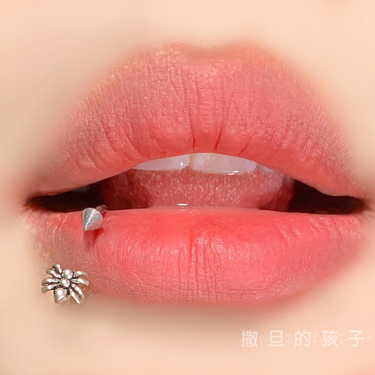 Labret stud lip piercing jewelry styling detail